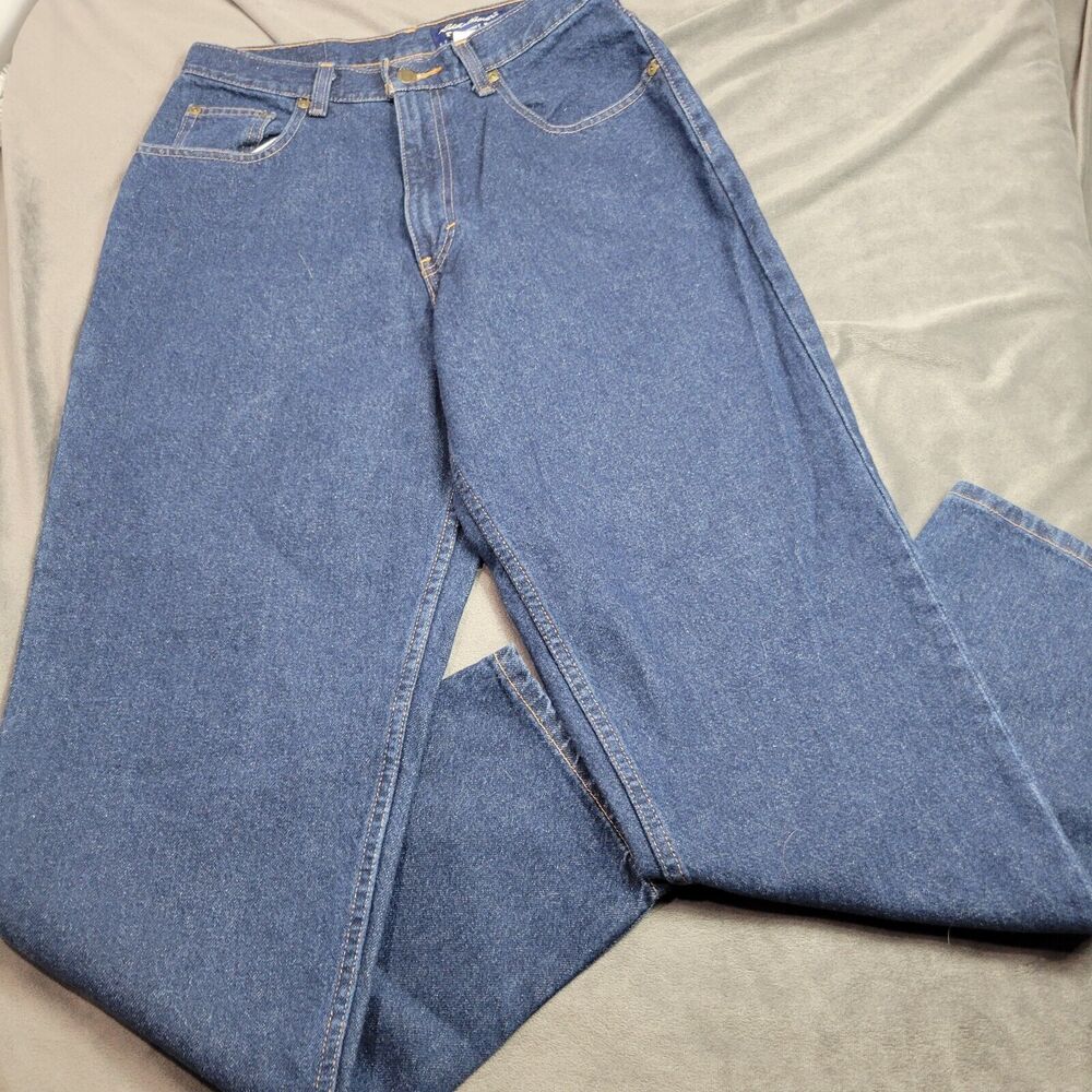 Eddie Bauer Jeans Womens 10 Blue Rigid Denim High Rise Dark Straight Leg Vintage